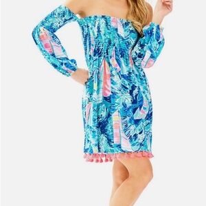 Lilly Pulitzer Trina beach dress sparkling blue Hey bay bay size XS